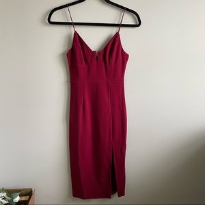 Red Midi Dress with Slit